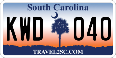 SC license plate KWD040