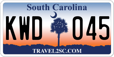SC license plate KWD045
