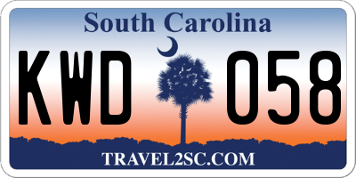 SC license plate KWD058