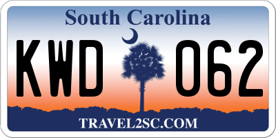 SC license plate KWD062