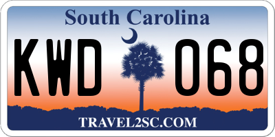 SC license plate KWD068