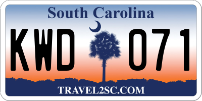 SC license plate KWD071