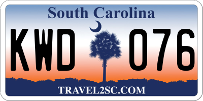 SC license plate KWD076