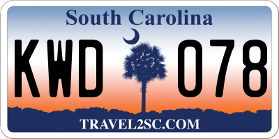 SC license plate KWD078
