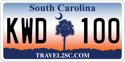 SC license plate KWD100