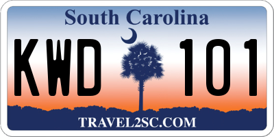 SC license plate KWD101
