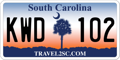 SC license plate KWD102