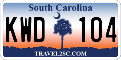 SC license plate KWD104