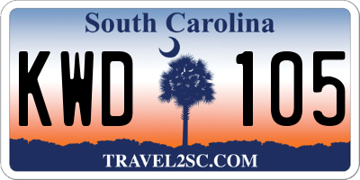 SC license plate KWD105