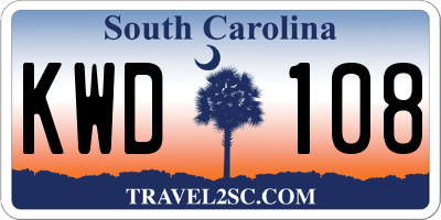 SC license plate KWD108
