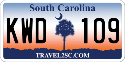 SC license plate KWD109