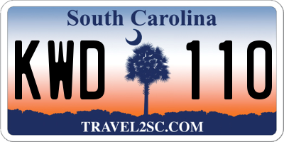 SC license plate KWD110