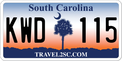SC license plate KWD115
