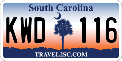 SC license plate KWD116