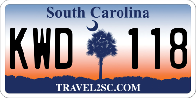 SC license plate KWD118