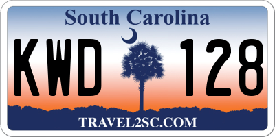 SC license plate KWD128