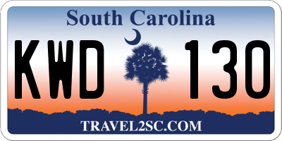 SC license plate KWD130
