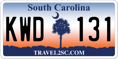 SC license plate KWD131
