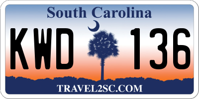 SC license plate KWD136