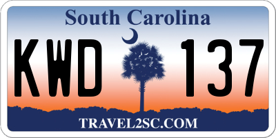 SC license plate KWD137