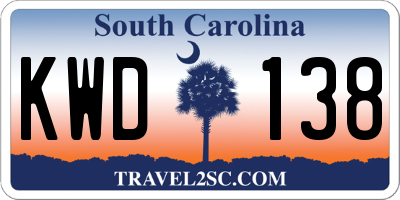SC license plate KWD138