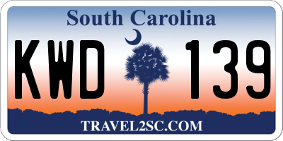 SC license plate KWD139