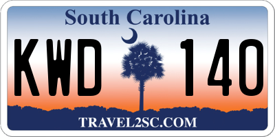 SC license plate KWD140