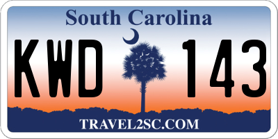 SC license plate KWD143