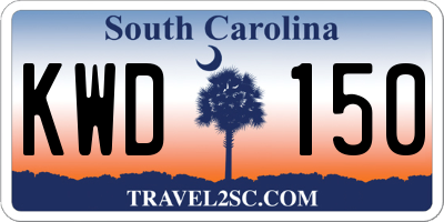 SC license plate KWD150