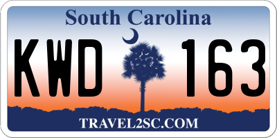 SC license plate KWD163