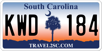 SC license plate KWD184
