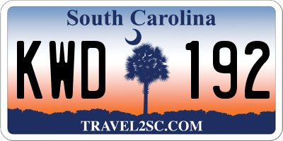 SC license plate KWD192