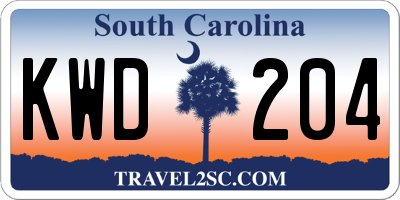 SC license plate KWD204
