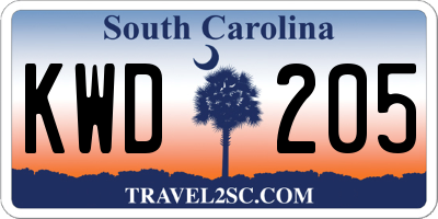 SC license plate KWD205