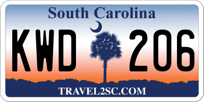 SC license plate KWD206