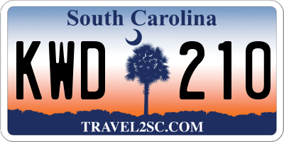 SC license plate KWD210