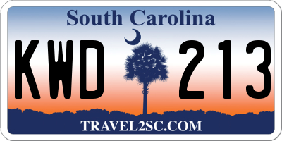 SC license plate KWD213