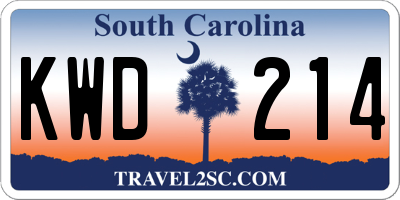 SC license plate KWD214