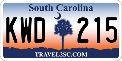 SC license plate KWD215