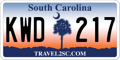 SC license plate KWD217