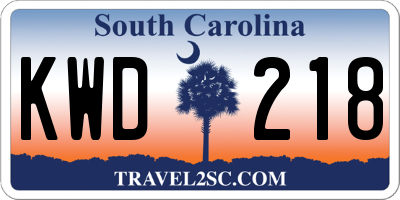 SC license plate KWD218