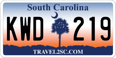 SC license plate KWD219
