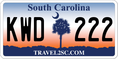 SC license plate KWD222