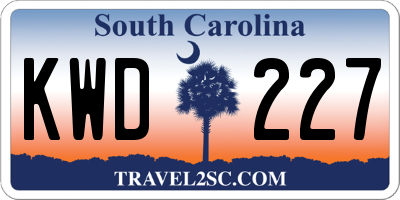 SC license plate KWD227