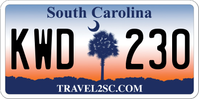 SC license plate KWD230
