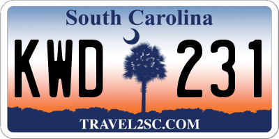 SC license plate KWD231
