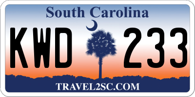 SC license plate KWD233