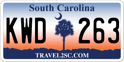 SC license plate KWD263