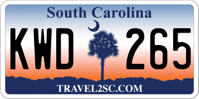 SC license plate KWD265