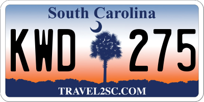 SC license plate KWD275